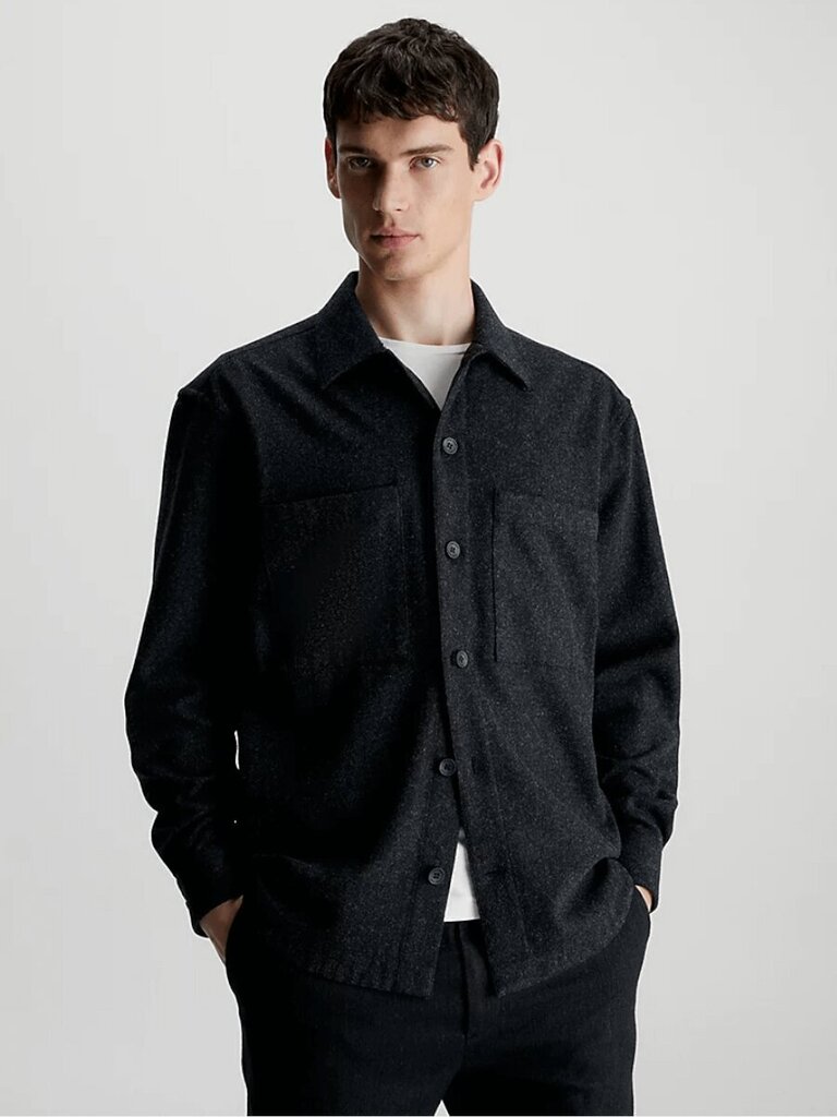 Krekls CALVIN KLEIN Wool Blend Overshirt Black K10K111731BEH 560077388 цена и информация | Vīriešu krekli | 220.lv