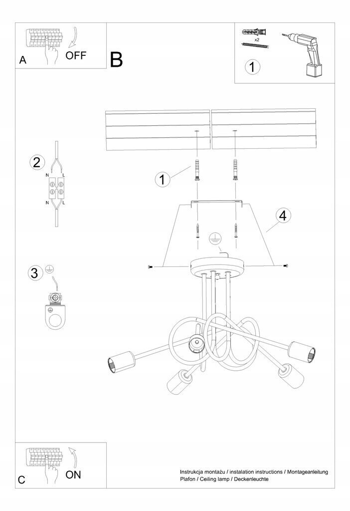 Sollux Lighting Edison 5 piekaramā lampa cena un informācija | Griestu lampas | 220.lv