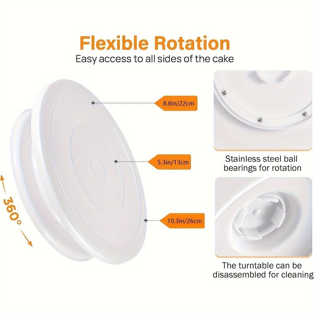 Rivex rotējošs kūku statīvs un konditorejas izstrādājumu dekorēšanas komplekts, 21 gab. cena un informācija | Virtuves piederumi | 220.lv