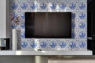 Pašlīmējošs panelis, Azulejos stila vējdzirnavas, 100x50cm цена и информация | Мягкие стеновые панели | 220.lv