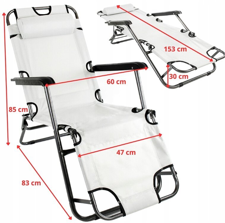 Saliekamā gulta Sandos, pelēka cena un informācija | Sauļošanās krēsli | 220.lv