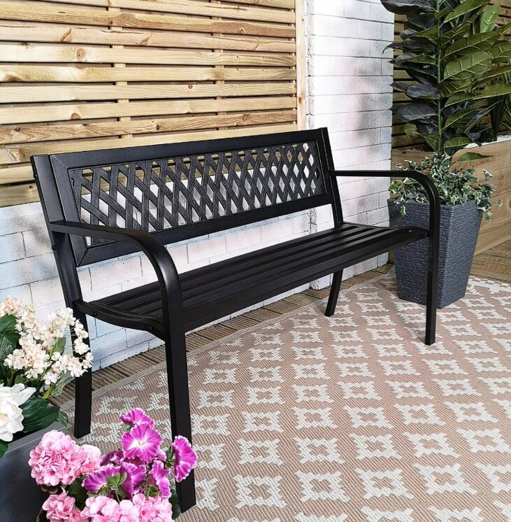 Sols ar atzveltni Go Garden, 125 x 56 cm, melns цена и информация | Dārza soli | 220.lv