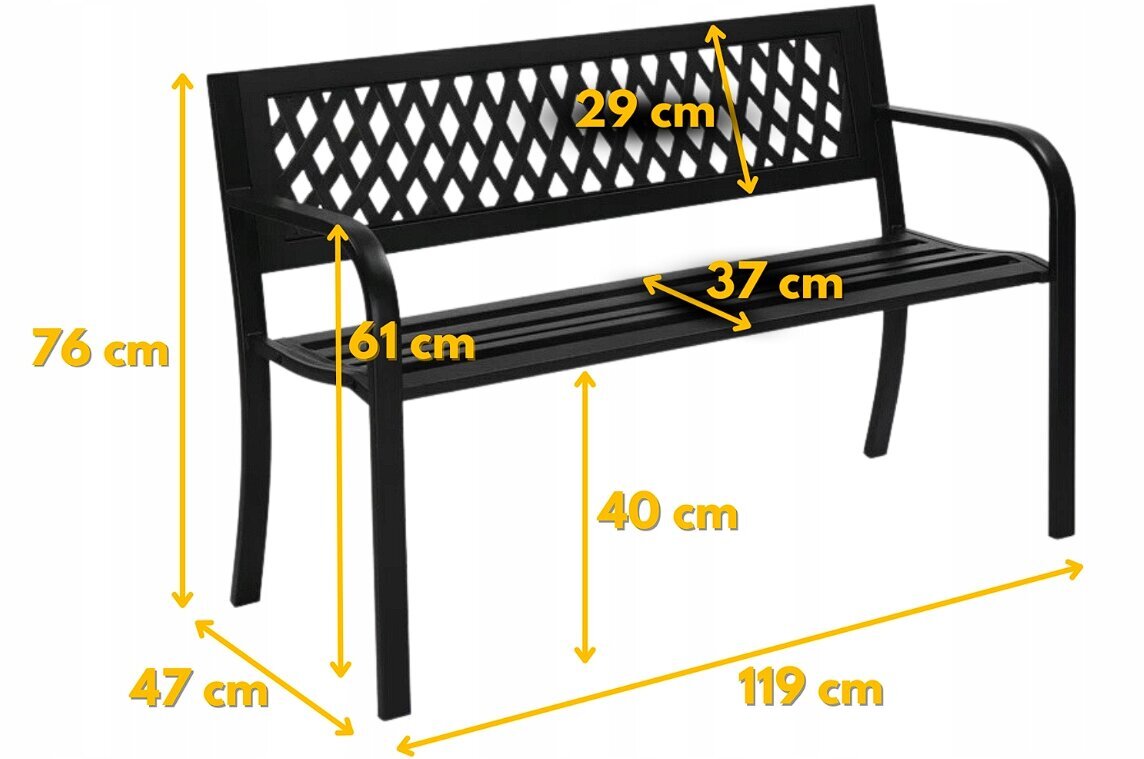 Sols ar atzveltni Go Garden, 125 x 56 cm, melns цена и информация | Dārza soli | 220.lv