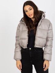 beigefarbene doppelseitig gesteppte kurzjacke mit tiermuster цена и информация | Женские куртки | 220.lv