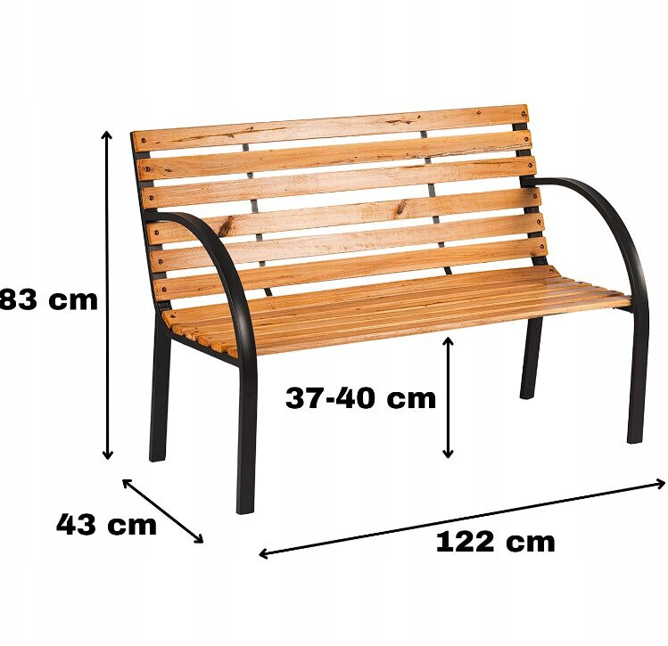 Sols ar atzveltni GoGarden, 122 x 83 x 43 cm, brūns cena un informācija | Dārza soli | 220.lv