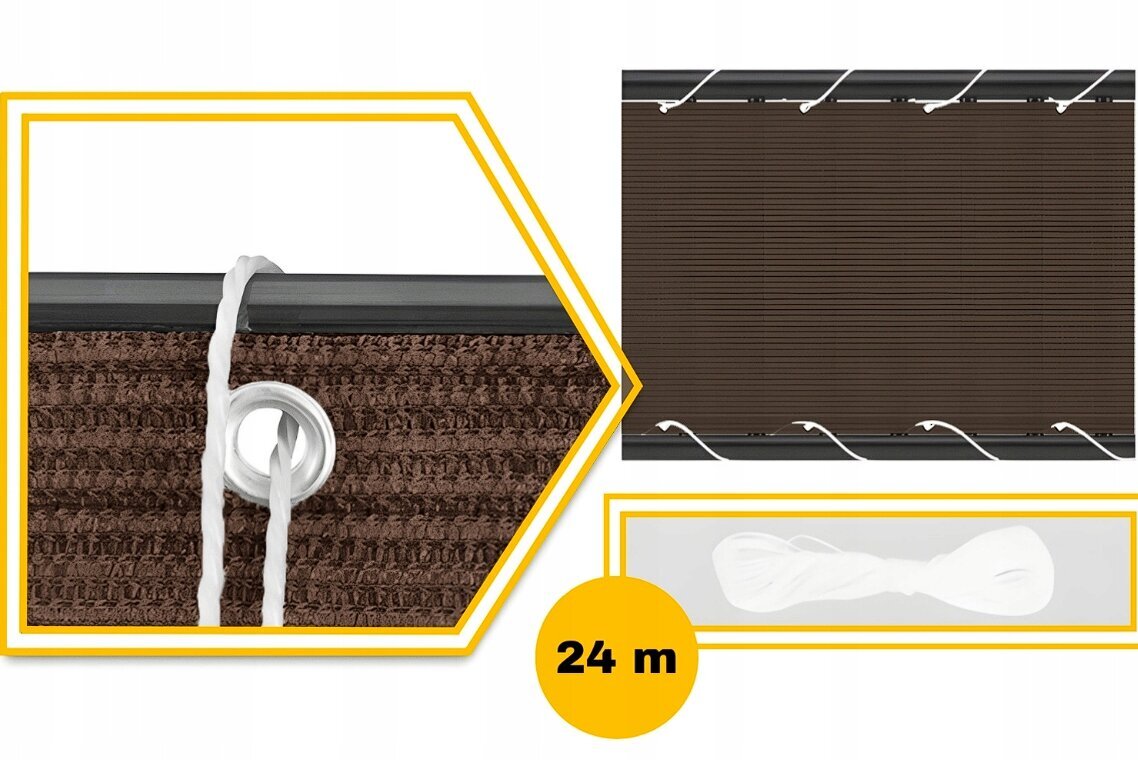 Balkona aizkars ar virvi GoGarden, 0,8 x 5 m, brūns cena un informācija | Saulessargi, markīzes un statīvi | 220.lv