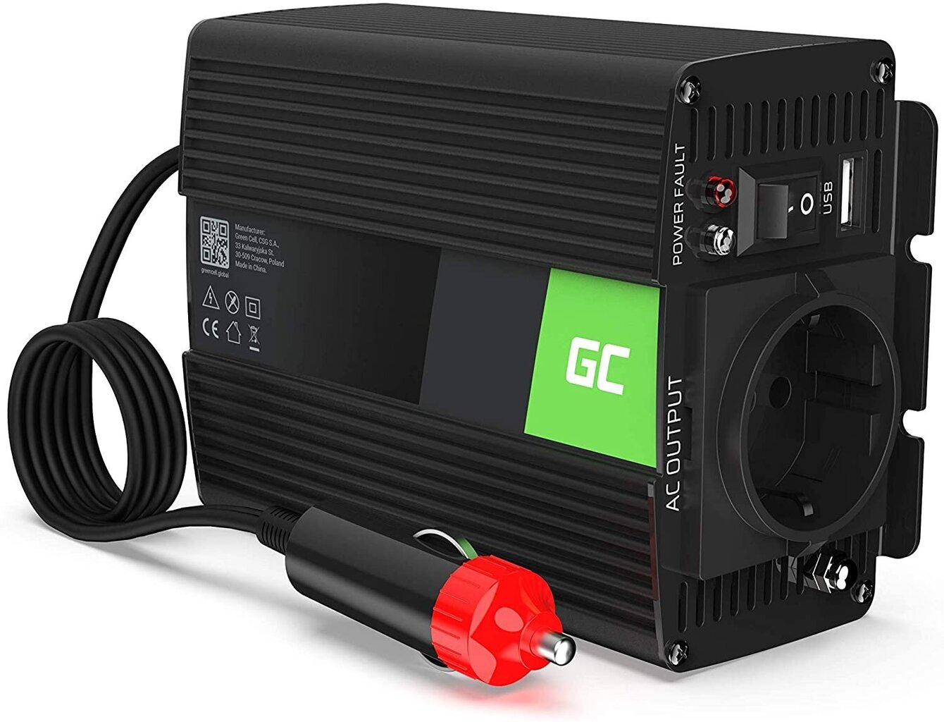 Green Cell Power Inverter 24V to 230V 150W|300W Pure sine wave цена и информация | Sprieguma pārveidotāji | 220.lv