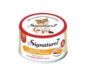 Signature 7 konservi mērcē ar makreli un ķirbi kaķiem, 70 g x 12 cena un informācija | Konservi kaķiem | 220.lv