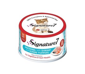 Signature 7 konservēta skumbrija mērcē ar garnelēm un krabju nūjiņām kaķiem, 70 g x 12 cena un informācija | Konservi kaķiem | 220.lv