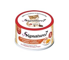 Signature 7 tunzivs un ķirbju konservs mērcē kaķiem, 70 g x 12 cena un informācija | Konservi kaķiem | 220.lv