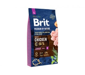 Brit Premium By Nature Junior S sausā barība mazo šķirņu kucēniem, 8 kg cena un informācija | Sausā barība suņiem | 220.lv