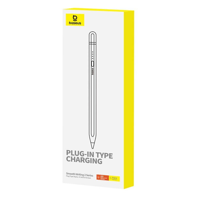 BASEUS gludas rakstīšanas kapacitatīvs Stylus Writing 2 Lite LED (aktīvā versija + kabelis no USB A līdz tipa C) 130 mAh balts P80015806211-03/BS-PS028 cena un informācija | Citi aksesuāri planšetēm un e-grāmatām | 220.lv