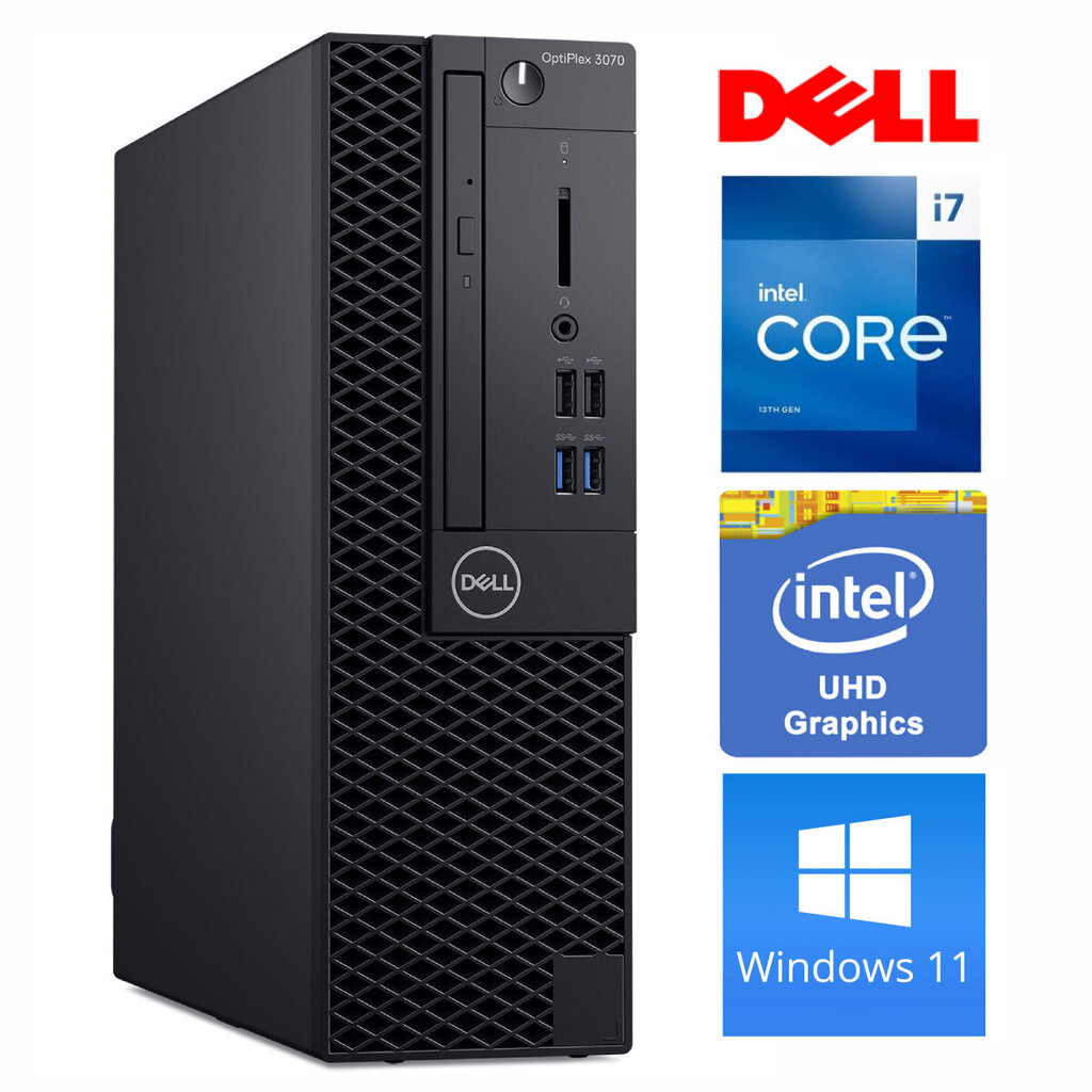 Dell 3070 SFF i7-9700 8GB 256SSD M.2 NVME+1TB DVD WIN11Pro cena un informācija | Stacionārie datori | 220.lv