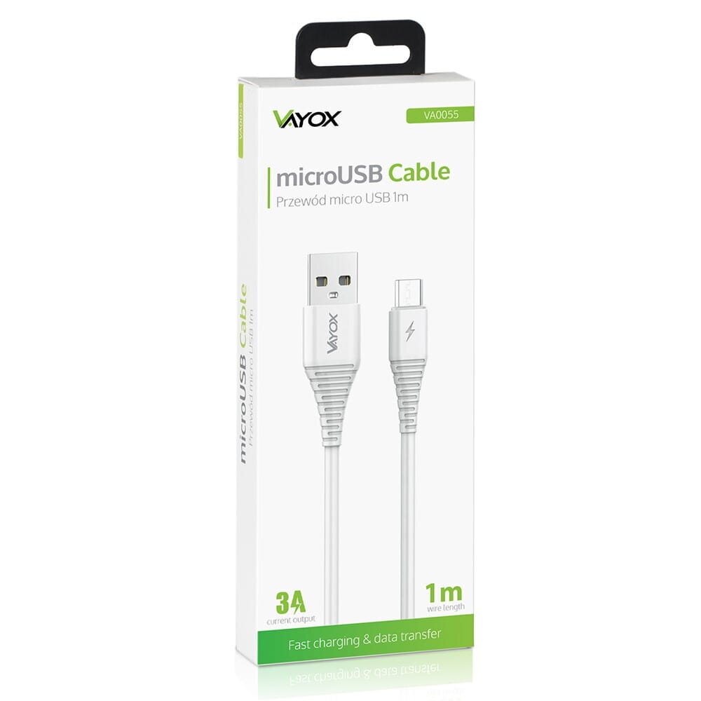 Vayox VA0055, USB - mikro USB, 1 m cena un informācija | Savienotājkabeļi | 220.lv