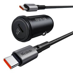 Car Charger McDodo CC-7493 65W With Mini White USB-C Cable With E-mark Chip 1m 100W (black) цена и информация | Автомобильные электропринадлежности 12V | 220.lv