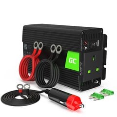 Green Cell Power Inverter 24V to 230V 300W|600W Modified sine wave UK PLUG cena un informācija | Sprieguma pārveidotāji | 220.lv