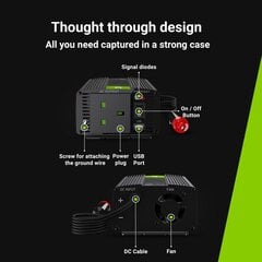 Green Cell Power Inverter 24V to 230V 150W|300W Modified sine wave UK PLUG цена и информация | Преобразователи напряжения | 220.lv