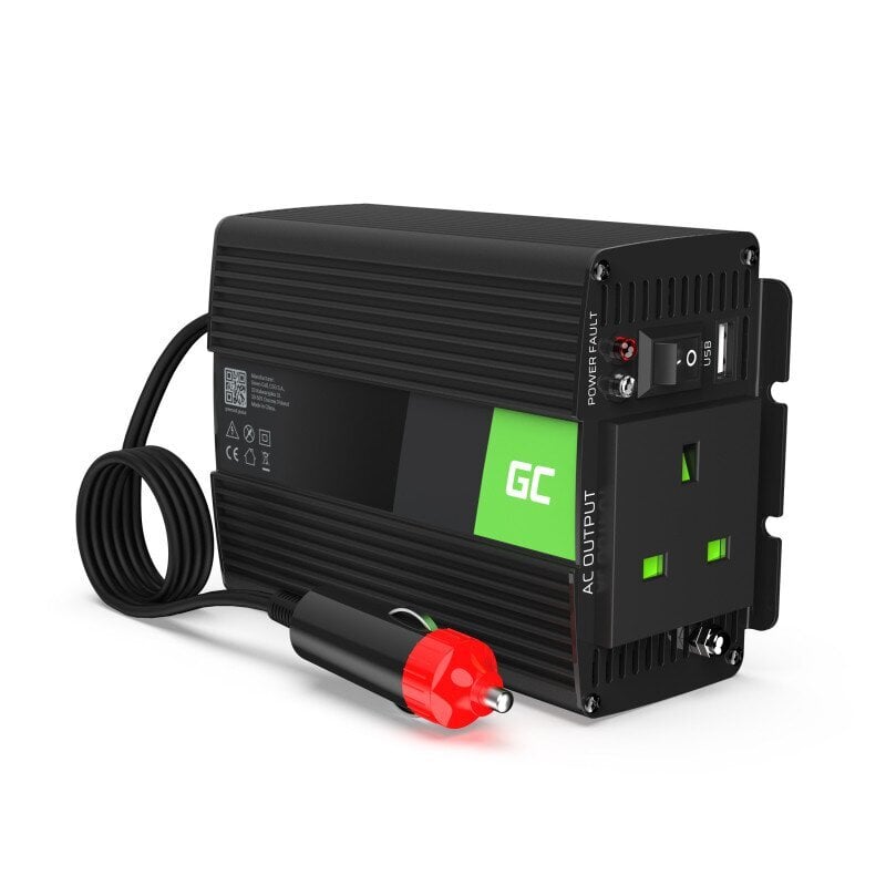 Green Cell Power Inverter 24V to 230V 150W|300W Modified sine wave UK PLUG cena un informācija | Sprieguma pārveidotāji | 220.lv