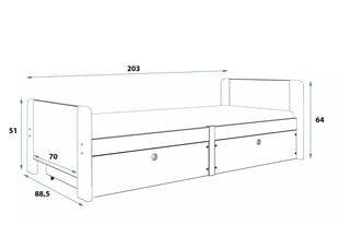 Детская кровать BMS92PR, 80x190 см, серый/розовый цена и информация | Детские кровати | 220.lv