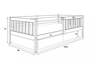 Детская кровать BMSV6, 80x160 см, светло коричневый/белый цена и информация | Детские кровати | 220.lv