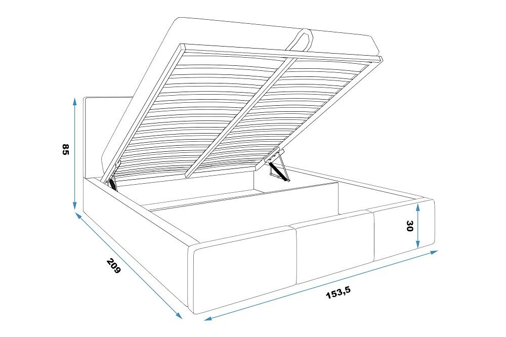 Gulta ar paceļamo mehānismu BMS612GP, 1400x2000 cm, pelēks cena un informācija | Gultas | 220.lv