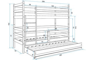 Детская кровать BMS43BZA, 80x160 см, белый/зеленый цена и информация | Детские кровати | 220.lv