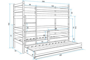 Детская кровать BMS43BR, 80x160 см, белый/розовый цена и информация | Детские кровати | 220.lv