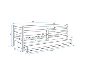 Bērnu gulta BMS93PRR, 90x200 cm, gaiši brūns/rozā cena un informācija | Bērnu gultas | 220.lv