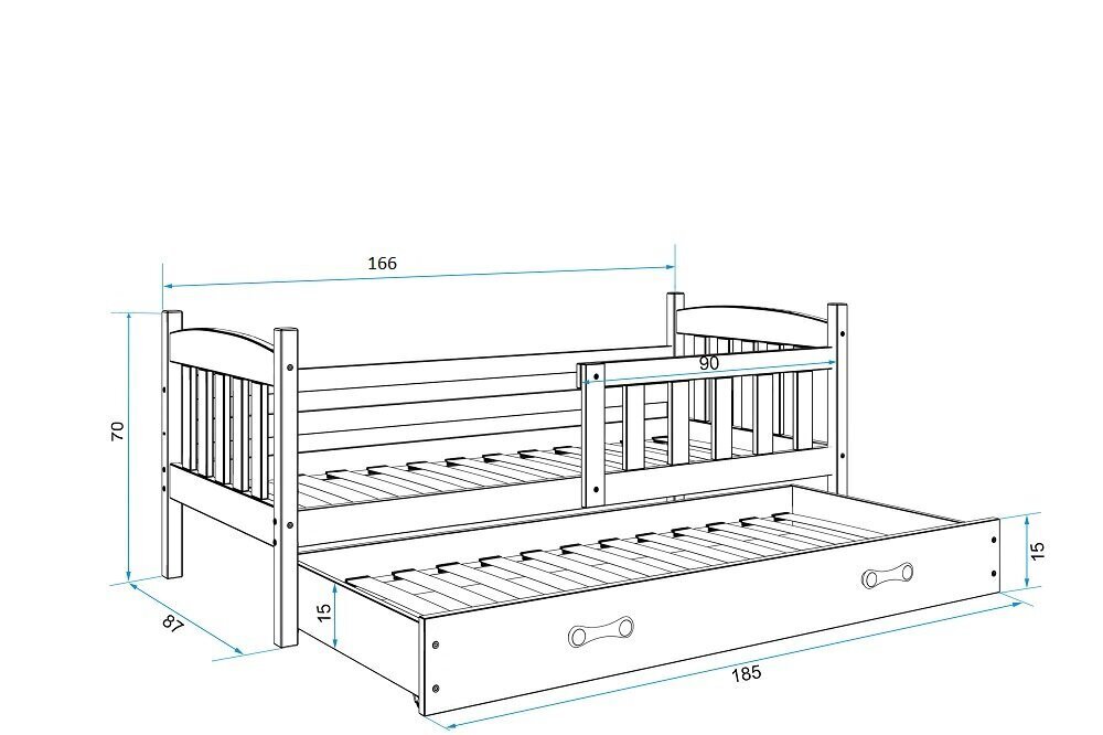 Bērnu gulta BMS705BP, 80x160 cm, balts/pelēks цена и информация | Bērnu gultas | 220.lv