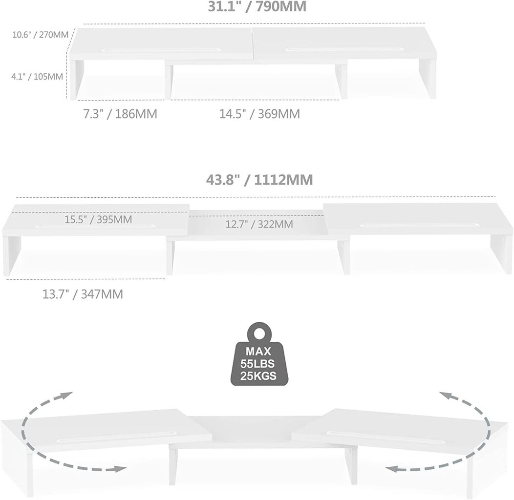 FITUEYES Monitoru galds, balts цена и информация | Datorgaldi, rakstāmgaldi, biroja galdi | 220.lv