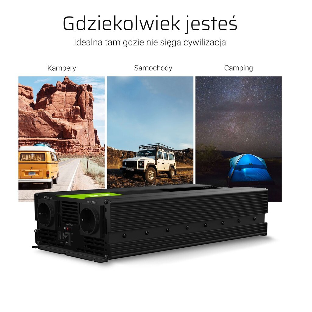 Green Cell Power Inverter ,12V , 230V ,1500W|3000W cena un informācija | Elektrības ģeneratori | 220.lv