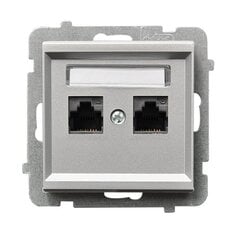 Ospel Sonata silver - CAT5e datora ligzda GPK-2R/K/m/38 cena un informācija | Elektrības slēdži, rozetes | 220.lv