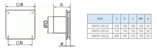 VENTS 100 LD T vannas istabas ventilators cena un informācija | Ventilatori | 220.lv