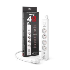 Barošanas sloksne 4 ligzda + 3xUSB A ; 3 metri; 3 × 1,5 mm² H05VV-F 16A/250V~M02414 cena un informācija | Pagarinātāji | 220.lv