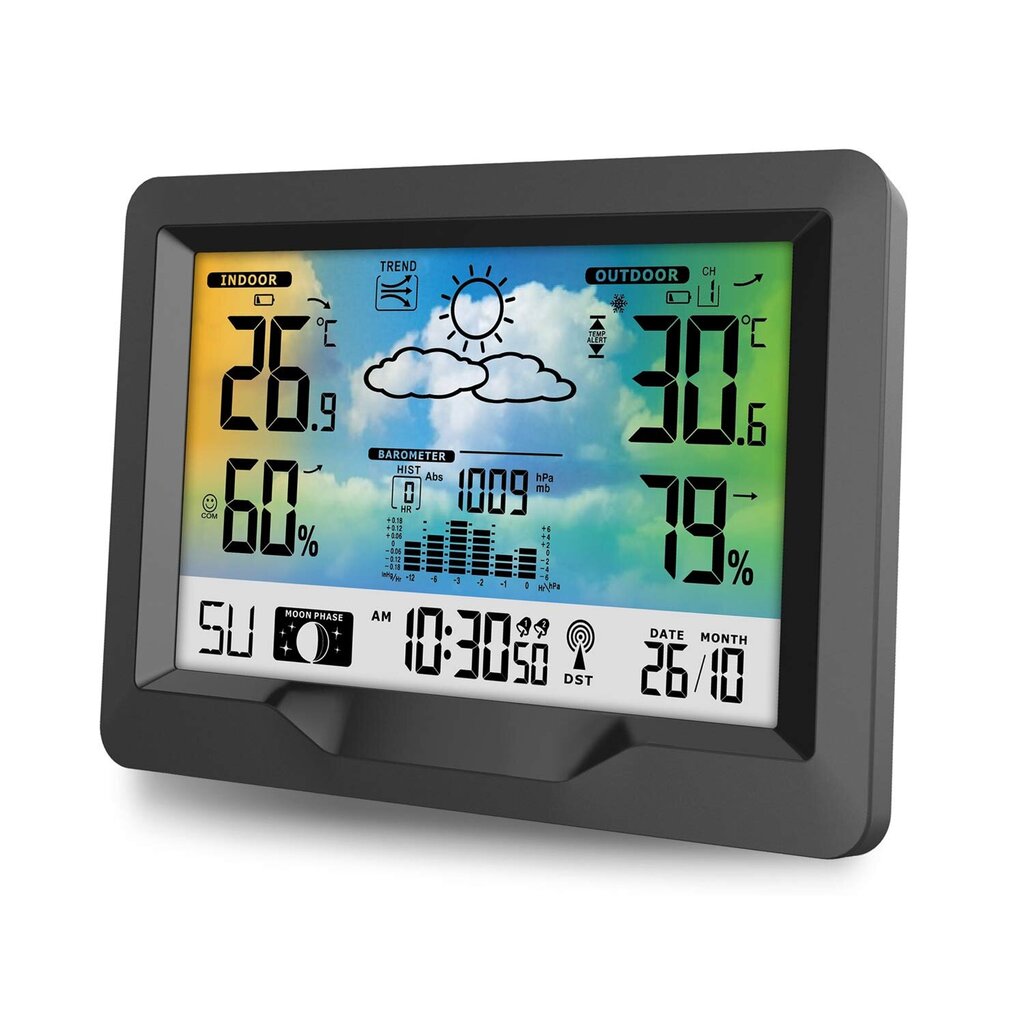Meteoroloģiskā stacija ar displeju BD-901 melns cena un informācija | Meteostacijas, āra termometri | 220.lv