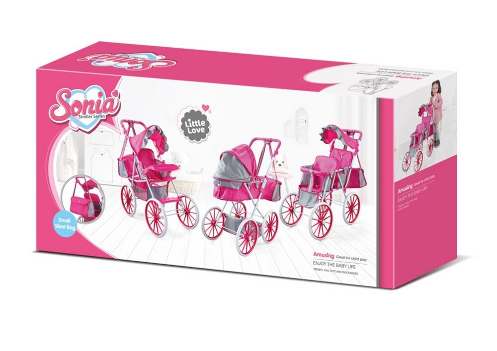 Leļļu ratiņi, rozā krāsā cena un informācija | Rotaļlietas meitenēm | 220.lv