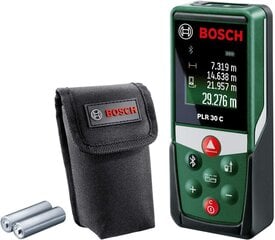 Bosch Distance Meter PLR 30 C (с функцией APP, диапазон измерения: 0,05–30 м, точность: ± 2 мм, в коробке) и мешочковая лазерная Quigo с несколькими держателями MM 2 (3-е поколение, диапазон: 10 м) цена и информация | Механические инструменты | 220.lv