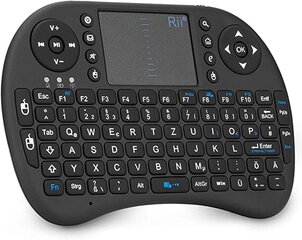 RII i8 Mini tastatūra bezvadu, viedās televizora tastatūra, bezvadu tastatūra ar skārienpaliktni, mini tastatūra viedajai televizora tālvadības pulkam/PAD/Xbox 360/PS3/Google Android TV lodziņš/HTPC/IPTV (DE Layout) cena un informācija | Klaviatūras | 220.lv