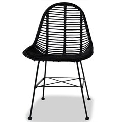 Обеденные стулья, 2 шт, натуральный ротанг, черный цена и информация | Стулья для кухни и столовой | 220.lv