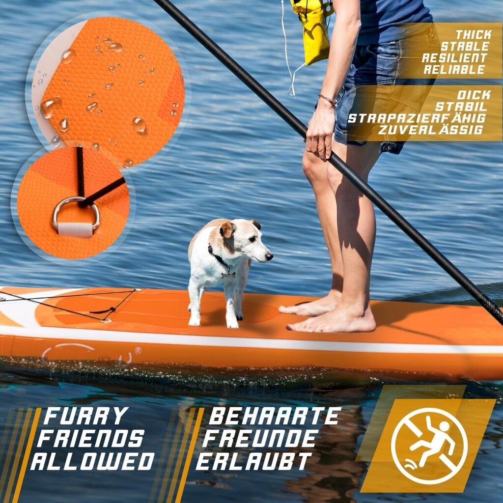 Piepūšams SUP dēļa komplekts + pumpis,soma,airis, Poseidon, 320x80x15cm, oranžs цена и информация | Peldēšanas dēļi un nūjas | 220.lv