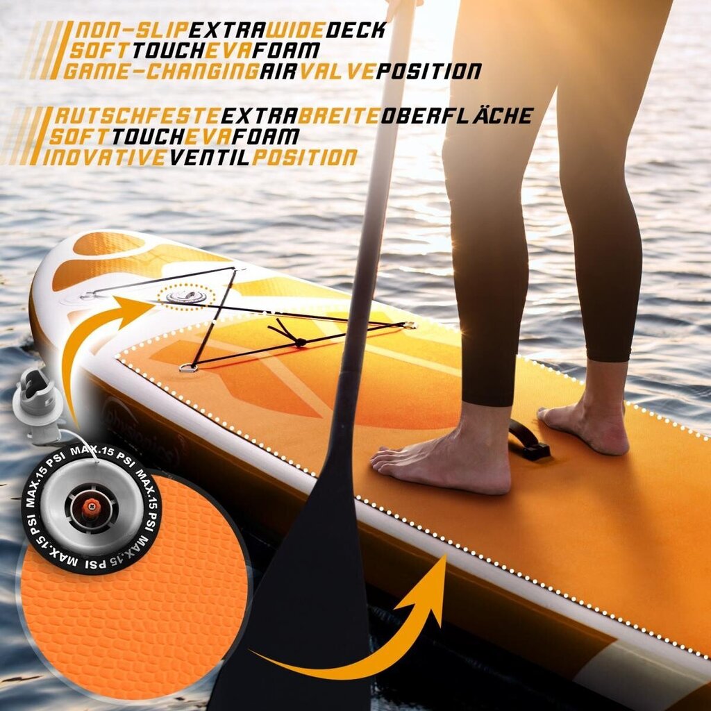 Piepūšams SUP dēļa komplekts + pumpis,soma,airis, Poseidon, 320x80x15cm, oranžs цена и информация | Peldēšanas dēļi un nūjas | 220.lv