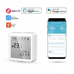 Zigbee temperatūras un mitruma sensors TUYA White цена и информация | Датчики | 220.lv