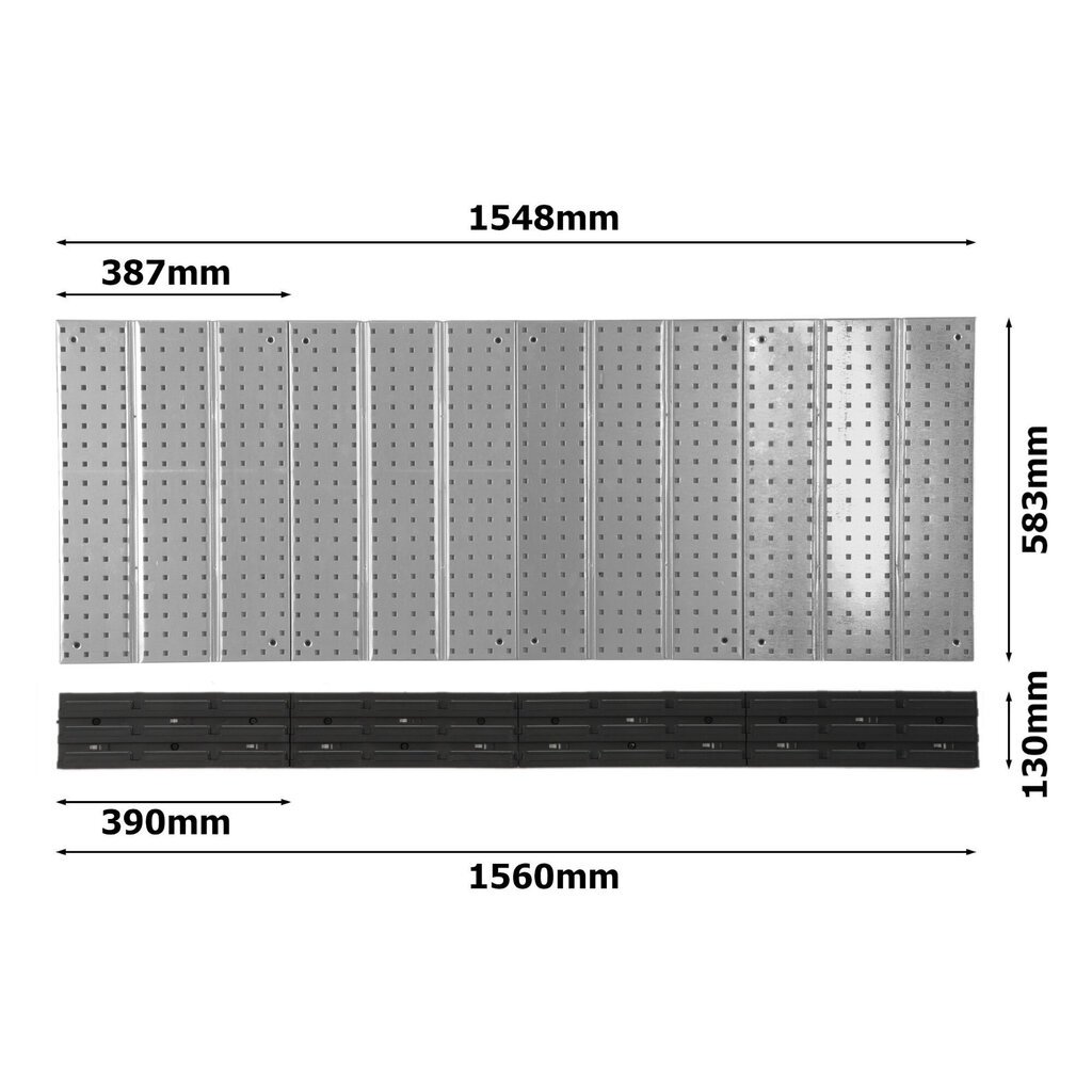 Instrumentu siena metāla 156x72 cm Uzglabāšanas sistēma ar instrumentu turētājiem Instrumentu āķi un 12 kastes 120 x 195 x 90 mm Krāsa: oranža Perforēta plāksne Darbnīcas Garāža Pegboard Elektroinstru цена и информация | Instrumentu kastes | 220.lv