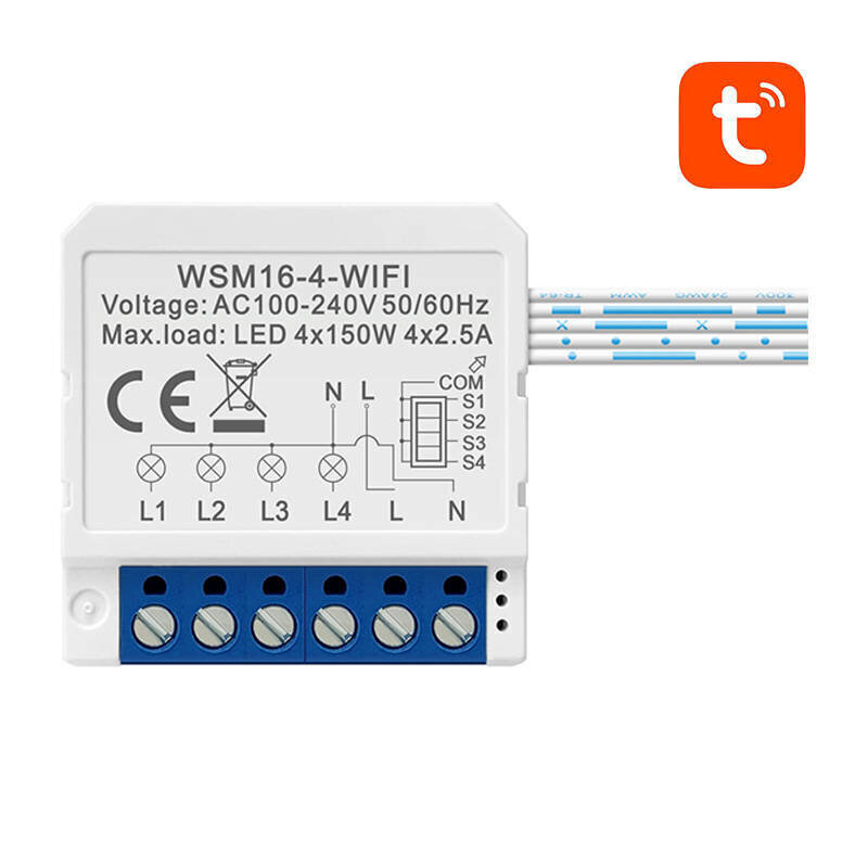 Smart Switch modulis WiFi WSM16-W4 TUYA Avatto цена и информация | Elektrības slēdži, rozetes | 220.lv