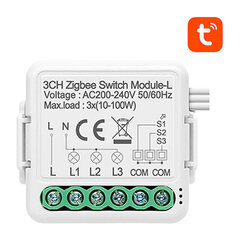 Модуль интеллектуального переключателя ZigBee N-LZWSM01-3 без нейтрали TUYA Avatto цена и информация | Электрические выключатели, розетки | 220.lv