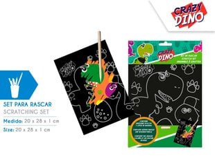 Crazy Dino Scratch mākslas kancelejas preču komplekts cena un informācija | Krāsojamās grāmatas | 220.lv