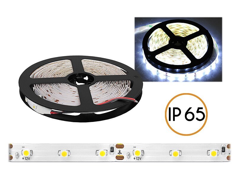 PS ECO ūdensnecaurlaidīgs diodu vads, auksta balta gaisma, 300diodu SMD2835, 5m, balta pamatne. cena un informācija | LED lentes | 220.lv