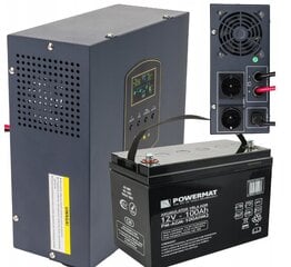 UPS nepārtrauktās barošanas avots ar akumulatoru Powermat PM-UPS-1000MW+PM-AGM-100AHM2, 1000VA / 800W, 12V, LCD цена и информация | Тип батареек | 220.lv