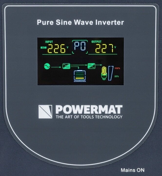 UPS nepārtrauktās barošanas avots ar akumulatoru Powermat PM-UPS-800MP, 800VA/6400W, 12V, LCD cena un informācija | Barošanas avoti | 220.lv