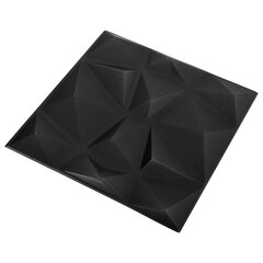 vidaXL 3D sienas paneļi, 12 gab., 50x50 cm, melni dimanti, 3 m² цена и информация | Элементы декора для стен, потолка | 220.lv